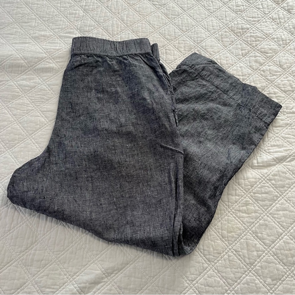 Tahari 100% linen wide leg pants